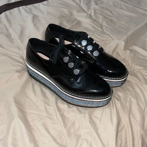 Black Platinum Leather Platform Shoes